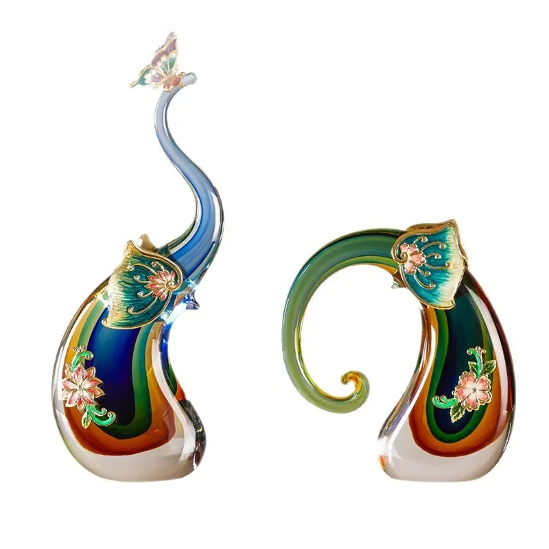 Enamel color auspicious elephant ornament living room wine cabinet TV cabinet home decoration friends new home housewarming