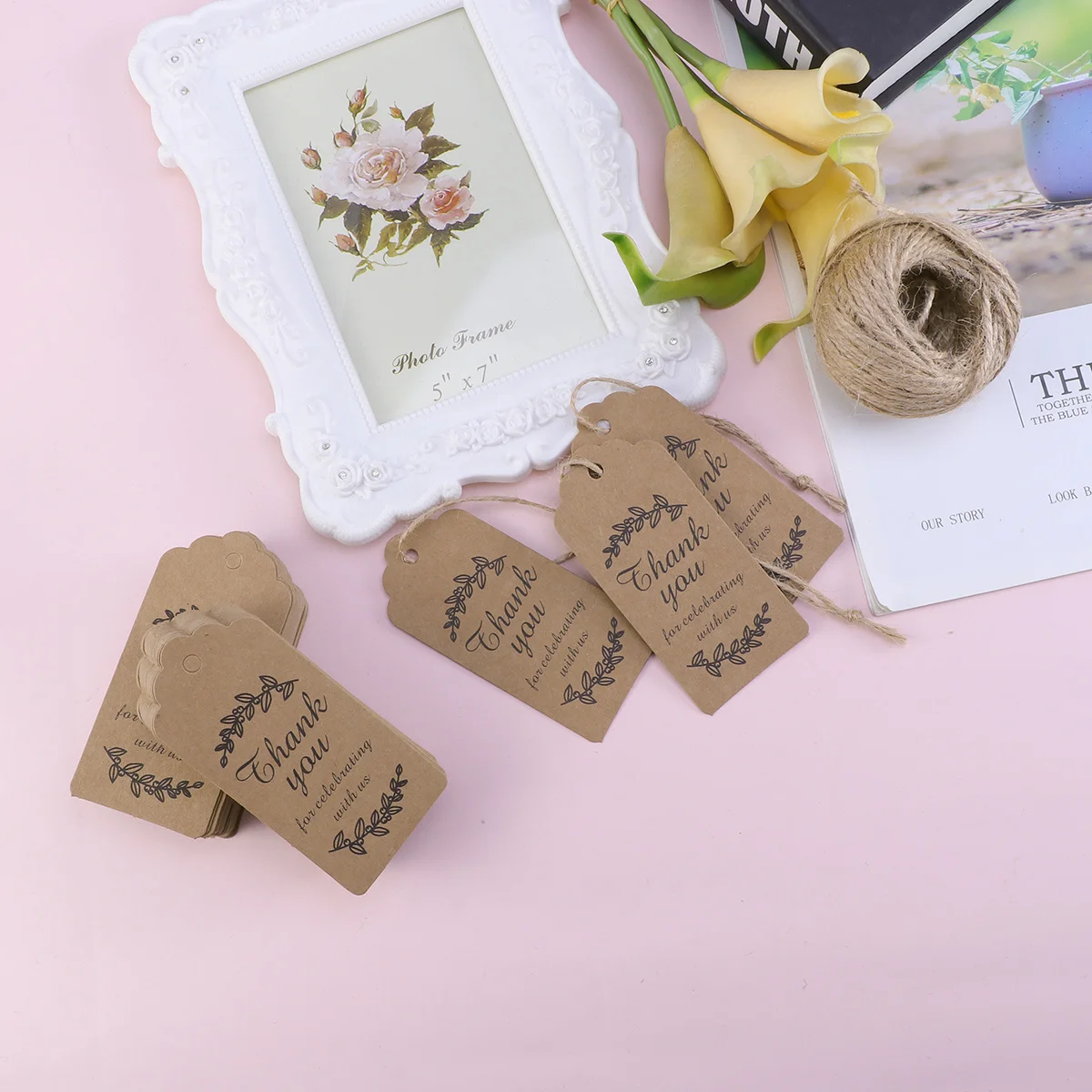 100Pcs Hangtag Kraft Paper Durable Eco-Friendly Gift Tag for Wedding Party Birthday Baking Store Beautiful Gift Hangtag