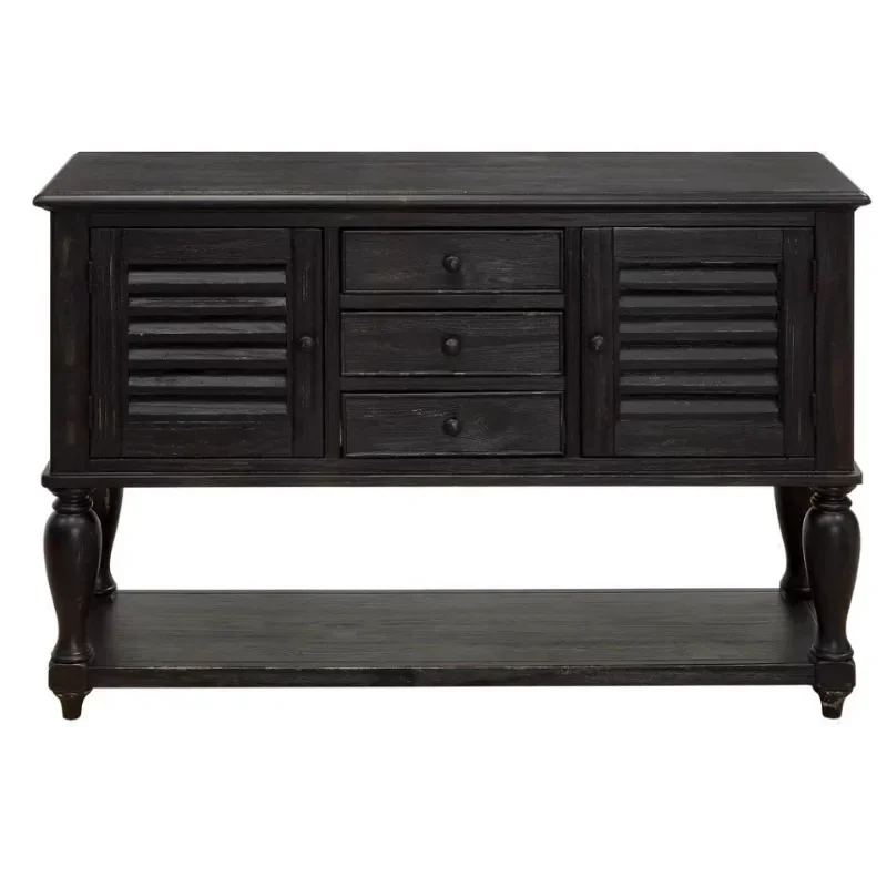 

Solid wood chest French black retro old porch cabinet locker