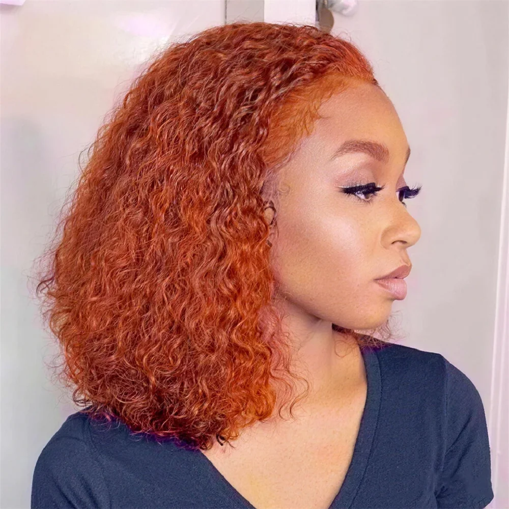 200density-water-wave-short-bob-wig-350-ginger-orange-13x4-lace-frontal-human-hair-wigs-for-women-colored-curly-wigs-preplucked