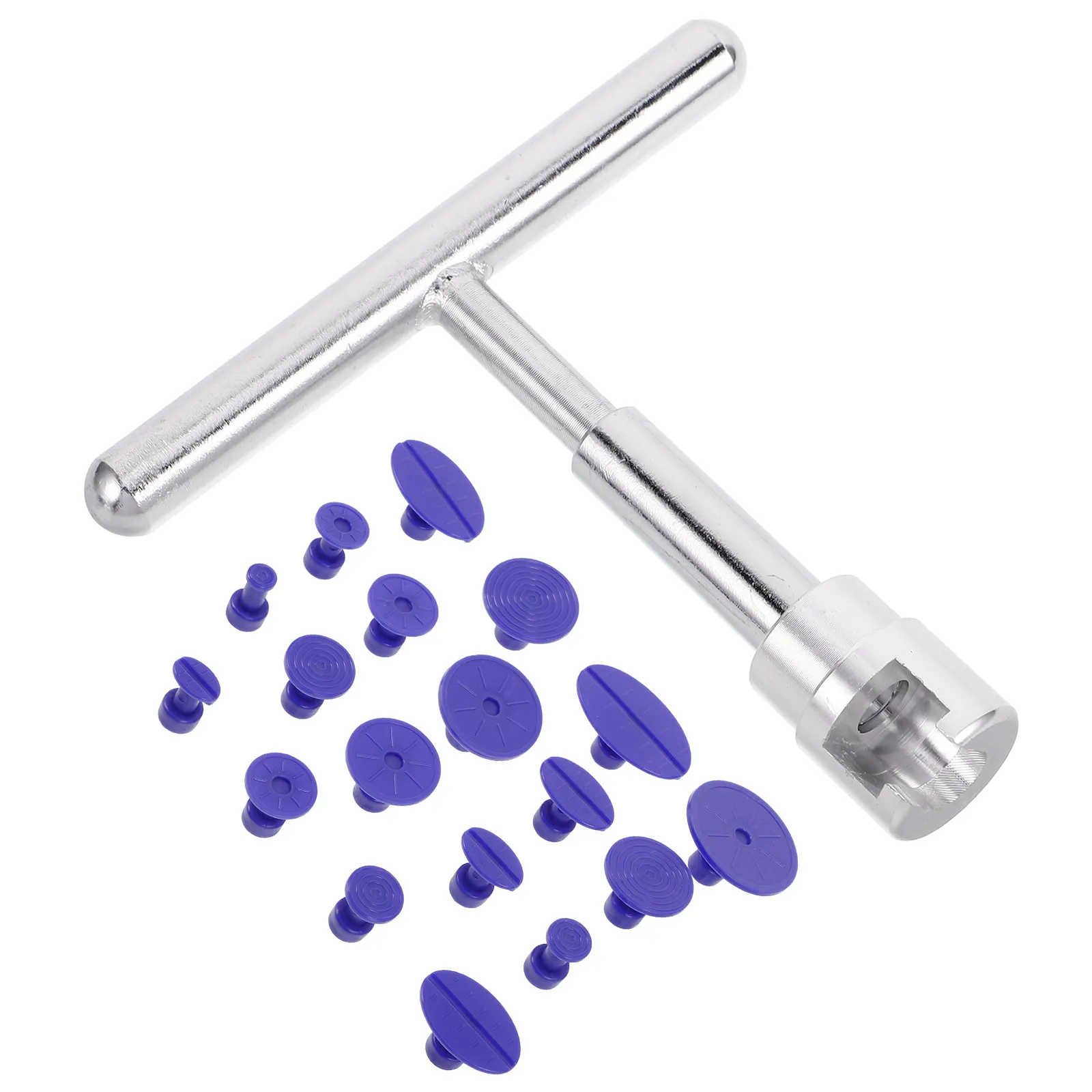 1Set Auto Dent Puller Kit with T-Bar Design Glue Tabs Suction Cups for Car Body Repair Small Dent Remover Tool Hail Damage