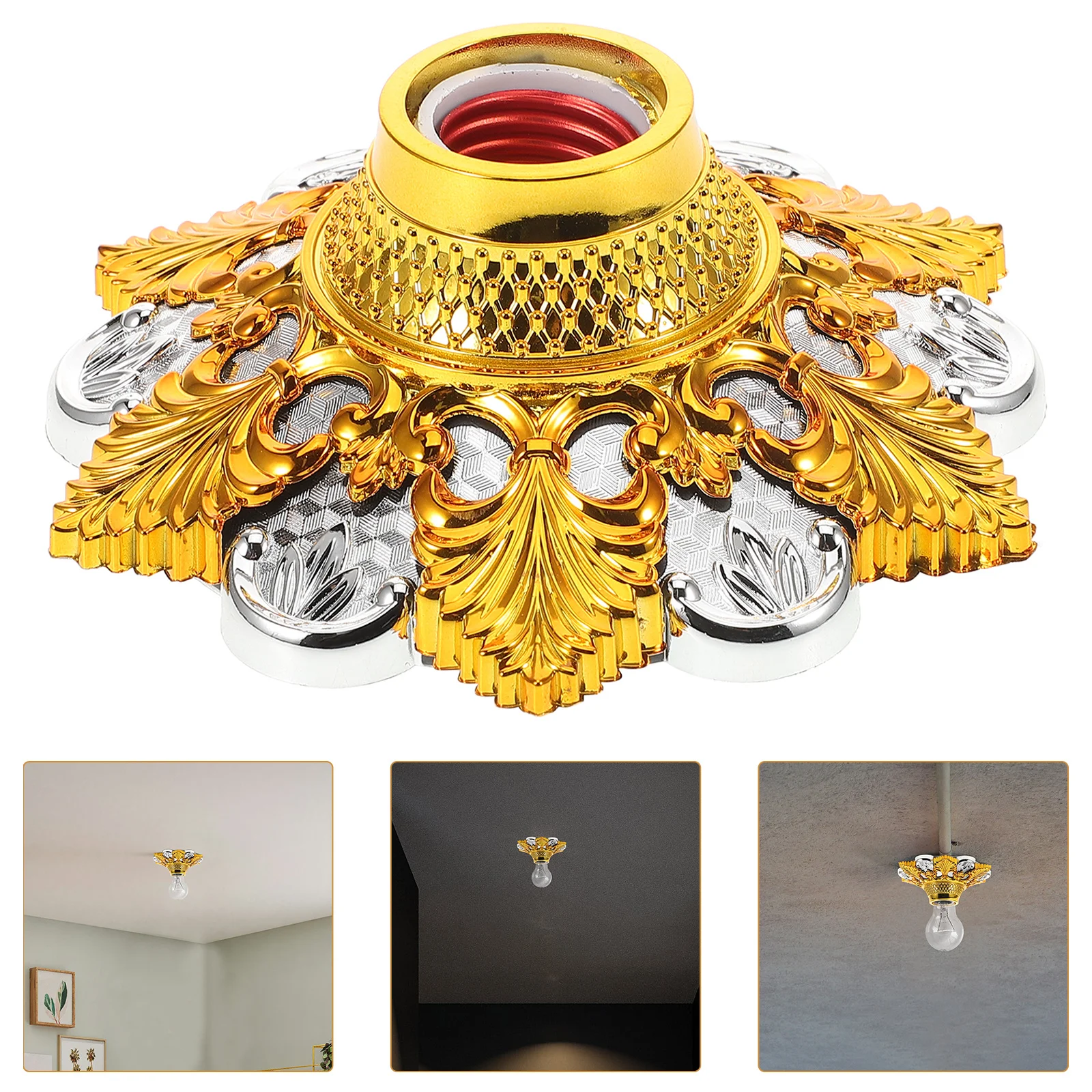 

E27 Lamp Socket Golden Light Bulb Base Durable Elegant Ceiling Pendant Fitting Versatile Safety Ceiling Lamp Holder