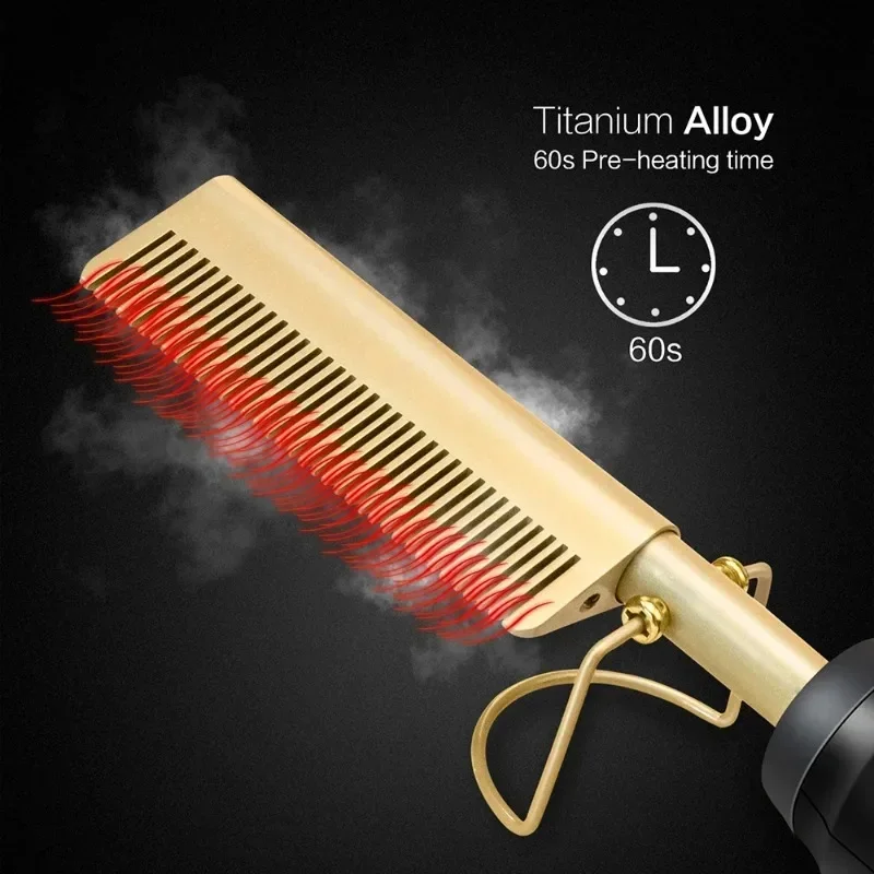 2 In 1 Elektrische Hete Verwarming Kam Stijltang Krultang Nat Droog Haar Ijzer Stijlborstel Haar Styling Tool