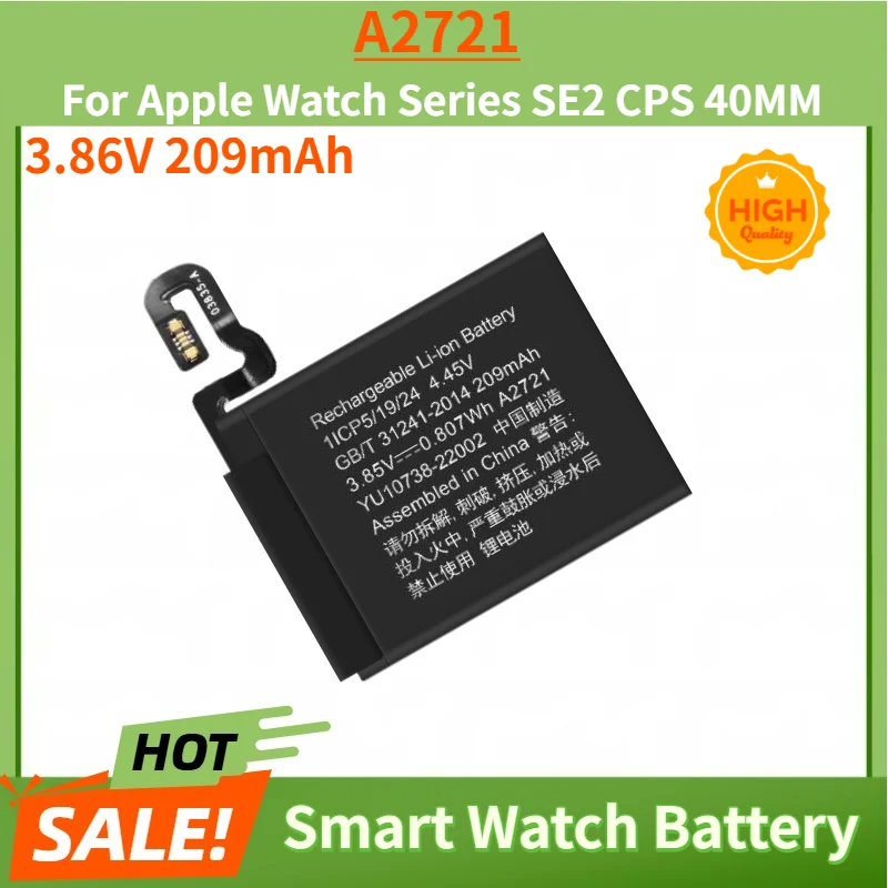 Wysokiej jakości bateria do smartwatcha 3.86V 209mAh A2721 do Apple Watch Series SE2 CPS 40MM, bateria zamienna