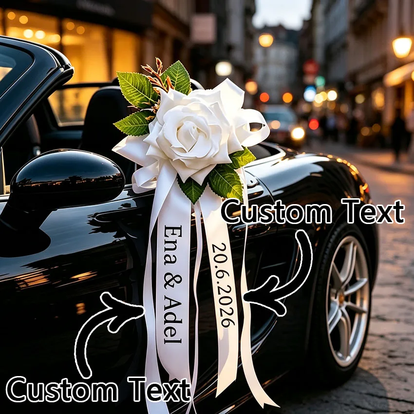 Personalized Custom Car Rearview Mirror Decorations, Customizable with Name and Wedding Date, Wedding Car Rearview Mirror Decorations, Wedding Car Fleet Decorations, Creative Accessories for Wedding Anniversaries.