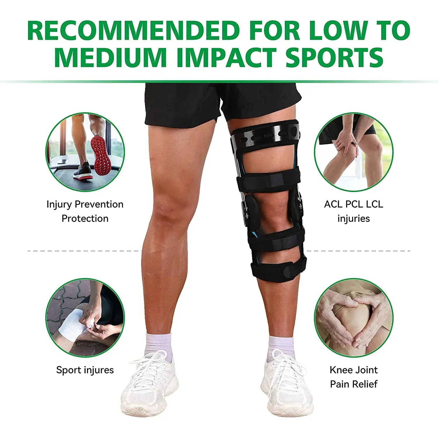 Functional Knee BraceLigament/Sports Injuries, Hinged ROM Orthopedic Knee Orthosis for Men & Women