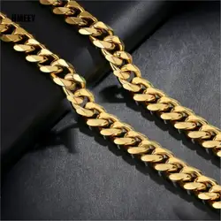 Cuban Chain Necklace for Men Women, Basic Punk Stainless Steel Curb Link Chain Chokers,Vintage Gold Color Solid Metal Colla