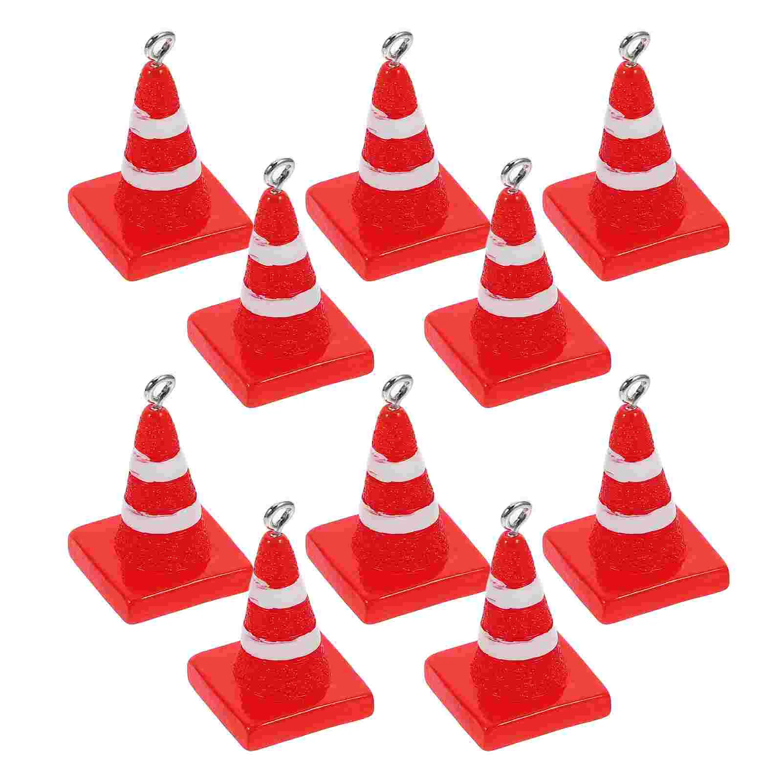 10 Pcs Barricade Pendant Mini Stop Signs Traffic Cones Construction Highway Safety Jewelry The DIY Earring Charm Party Favors