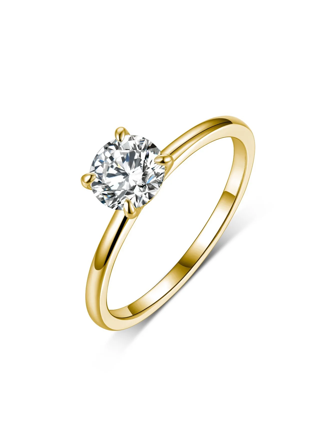 

S925 sterling silver simple moissanite four-prong engagement ring, exquisite and brilliant, handcrafted gemstone.
