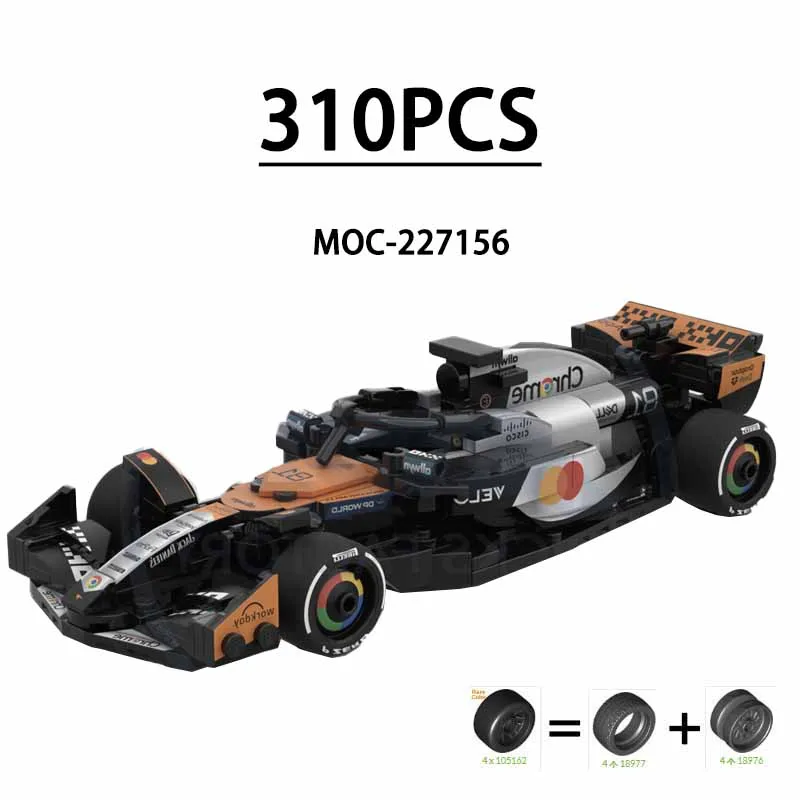 moc-227156-f1-レーシングビルディングブロック-8-チェッカーカー-mcl39-ステッカー付き-310-個子供の誕生日プレゼントクリスマスおもちゃギフト