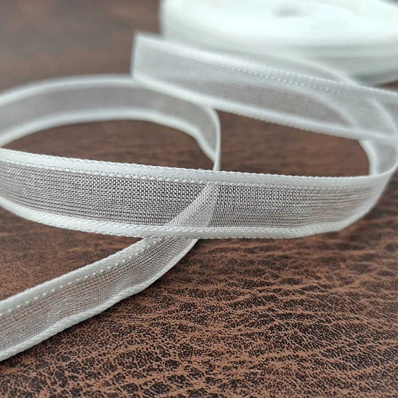 (50 Yards/roll) 3/8\'\' (10mm) White Broadside Organza Ribbons Wholesale Gift Wrapping Decoration Handmade DIY Ribbon