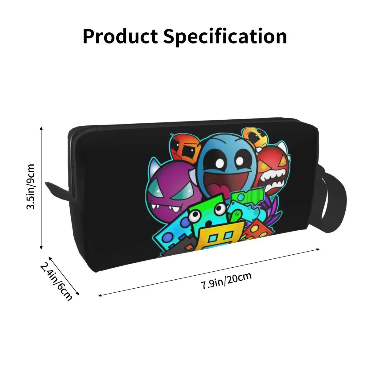 Geometry Dash Game Music Geometric Pencil Case for Gifts Pen Box Pencil Bag Stationery Supplies Travel Women Organizer Pouch