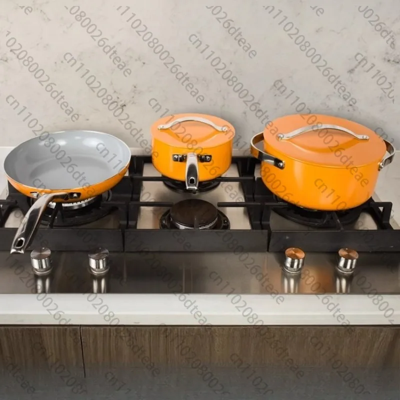 Pressed Caraway Ceramic Coating Cookware Set with Stainless Steel Handle
