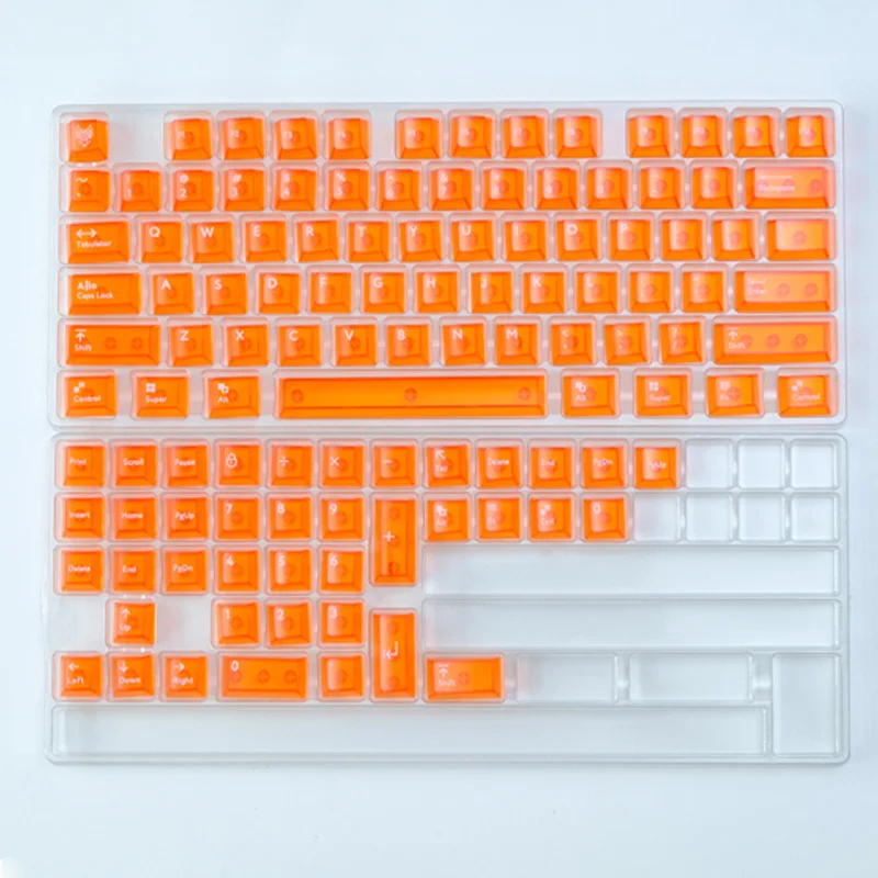 Red Blue Orange Green Clear Transparent Keycaps Cherry Profile PC Material Pad Printing 114 Key For 61/75/87 Mechanical Keyboard