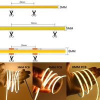 3mm 5mm 8mm PCB COB LED Strip Light 5V 12V 24V 320LEDs/m High Brightness Flexible Tape Warm Natural White Red Green Blue 0.5m 5m 5