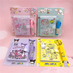 4Pcs Sanrio Notebook Journal My Melody Kuromi Cinnamoroll Kawaii  MIini Portable Ledger School Supplies Stationery Gift