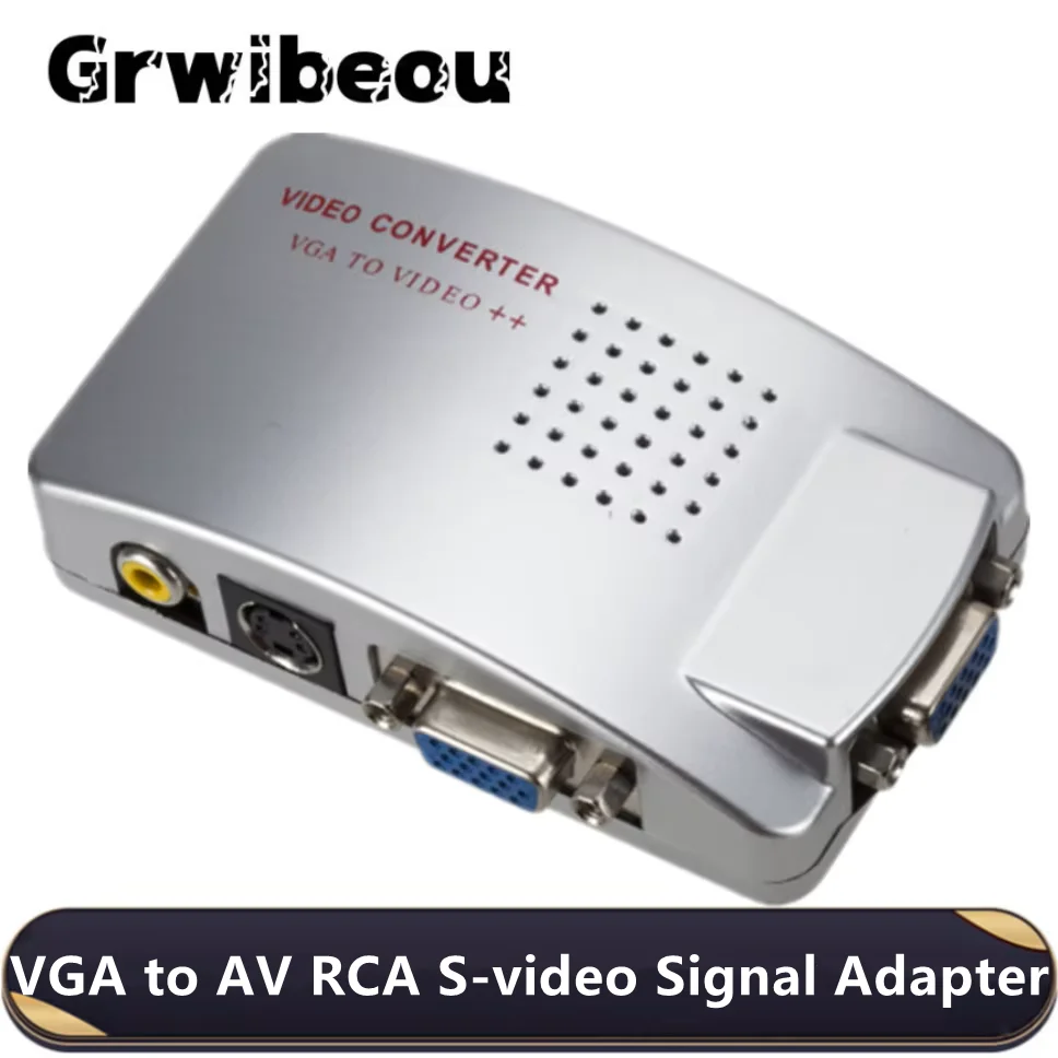 VGA to AV VGA S-video Signal Adapter Computer to TV Video Converter Box Composite Supports NTSC PAL for Computer PC Converter