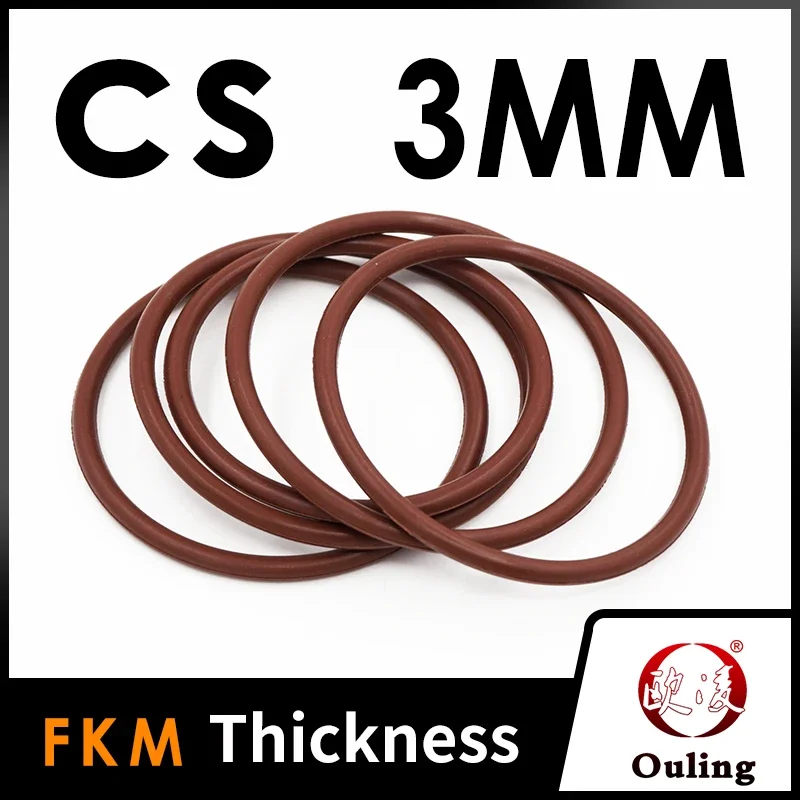 Thickness CS3mm Brown FKM Fluorine Rubber O-rings Seals Gasket Washer Temperature Resistant Wear-Resistant O-ring