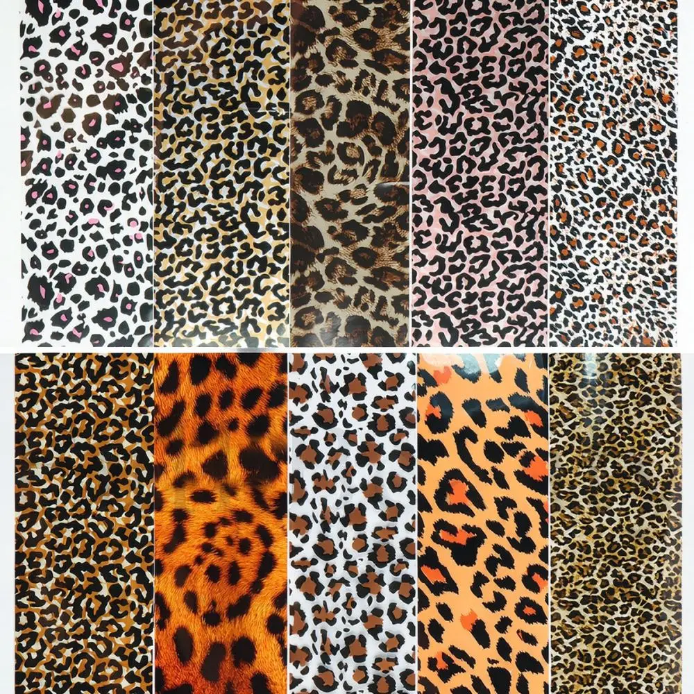 Full Beauty Nail Art Foil Set Leopard Print Transfer Stickers Rose Gold Silver Foil Decoration For Fashionable Manicure
