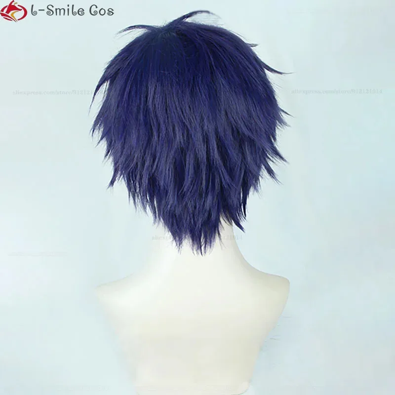 Game ES2 Cosplay Fushimi Yuzuru Short Blue Purple Heat Resistant Synthetic Hair Hallowee Party Wigs + Wig Cap