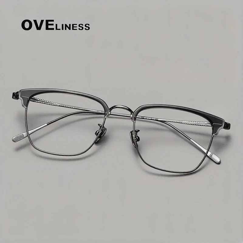 

Винтажная титановая оправа для очков, мужская и женская, ретро-стиль, люксовый бренд, высококачественные очки.