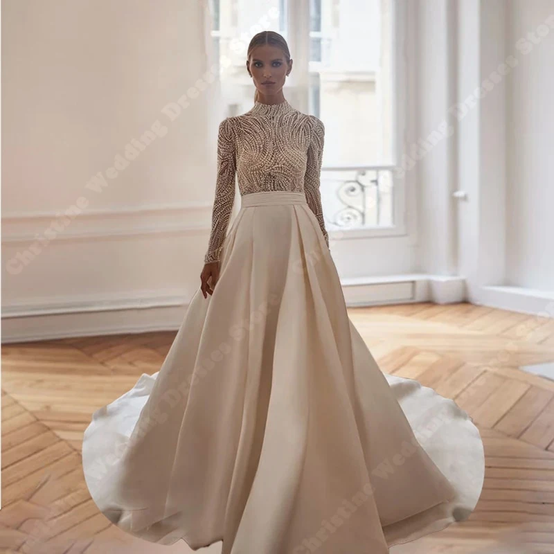 Bohemia Long Sleeves Women Wedding Dresses For Formal Occasions A-Line Gowns Print Mopping Length Vestidos De Novias Customized