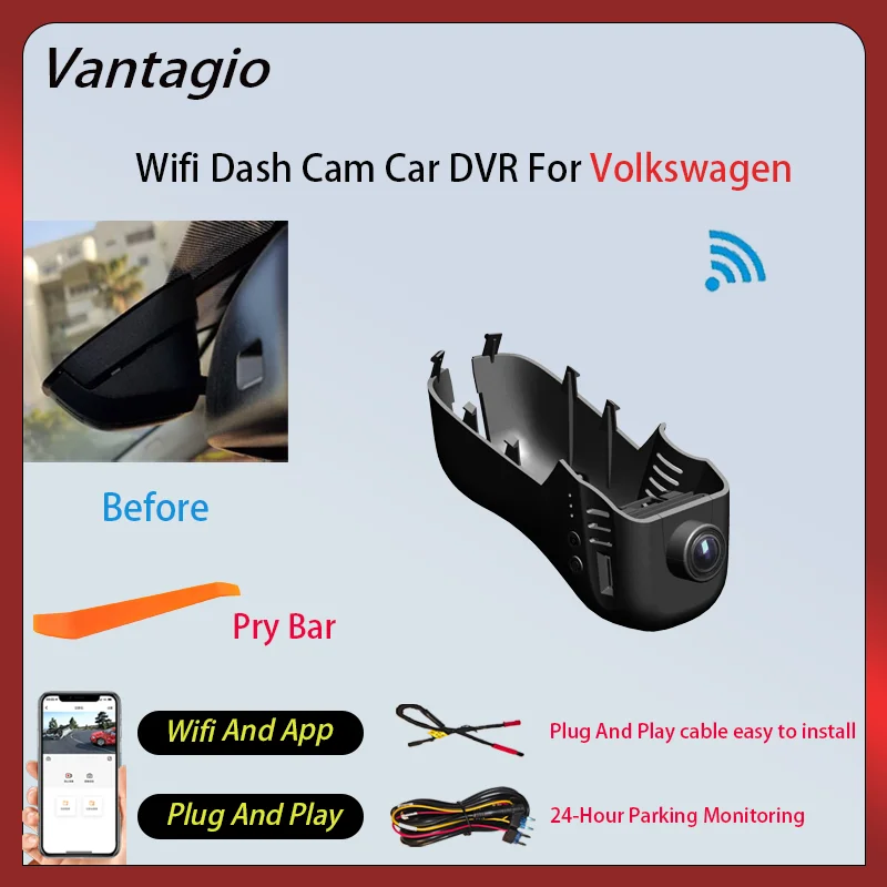 Image of Plug-and-Play 4K WLAN Dashcam Autokamera DVR für Volkswagen VW Golf Polo Touran Passat B8 Caddy Jetta Sharan Tiguan 2015-2026