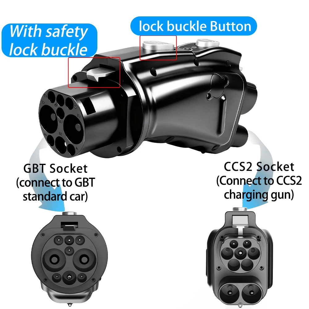 Unirise CCS2 a GB/T EV Adaptador convertidor DC 300A 1000V 300KW CCS Combo 2 a GBT Adaptador de cargador de carga de vehículo eléctrico