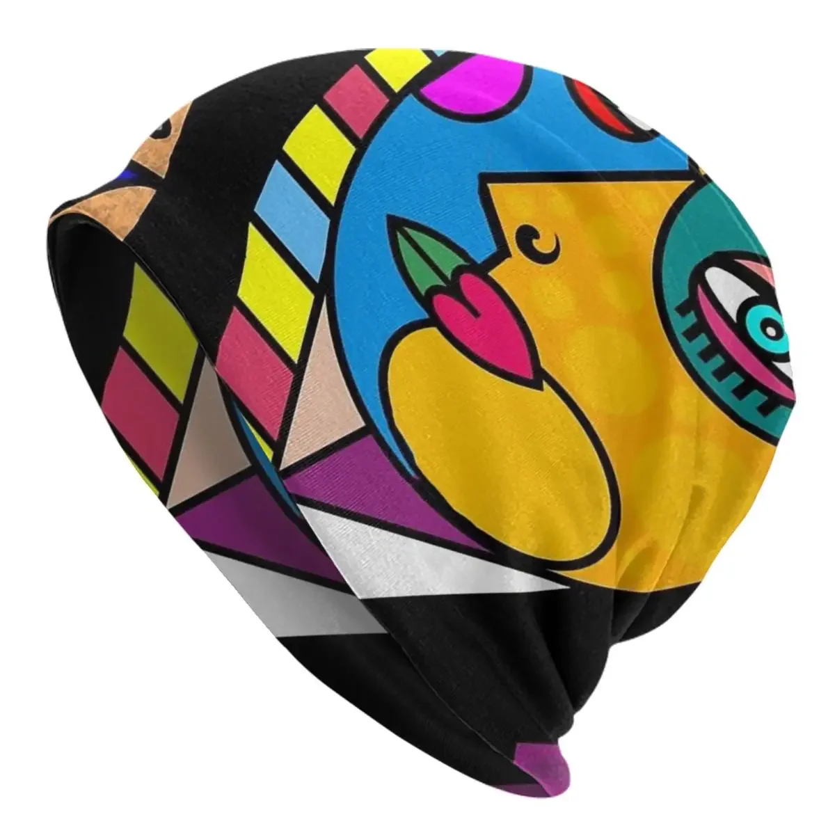 Funky Abstract Mona Lisa Art Face Bonnet Homme Fashion Thin Hat Picasso Painting Style Skullies Beanies Caps For Men Style  Hats