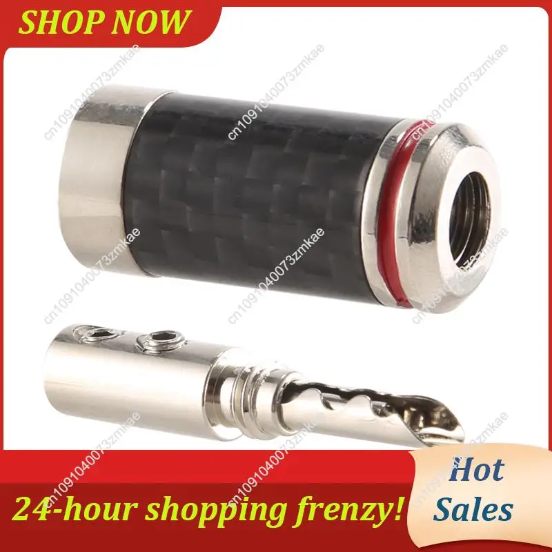 Daily Sale 8Pcs Banana Plugs Hi-End HIFI DIY Carbon Fiber Copper Plated Rhodium Electrical Audio Jack Banana Connector Plug