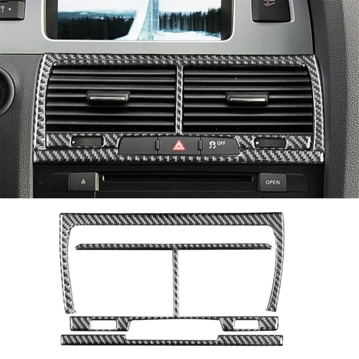 For Audi Q7 2007-2015 Real Soft Carbon Fiber Car Central Air Conditioner Outlet Vent Cover Trim Interior Accessories