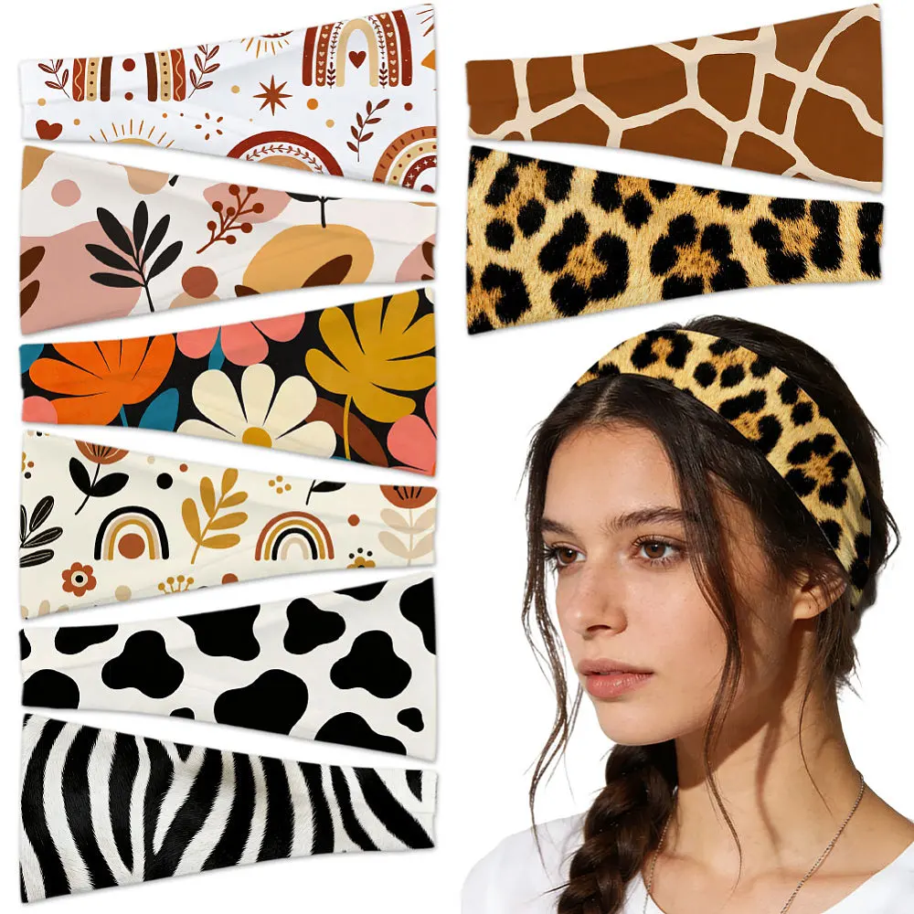 8pc Rainbow Floral Headbands Set for Women 4