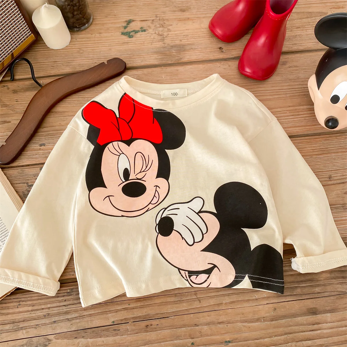 Trendy Marke Disney Kinder T-shirt mit Langen ärmeln Tops Frühling/herbst Kleidung Kinder Bodenbildung Shirt Cartoon Crewneck Mädchen Bluse