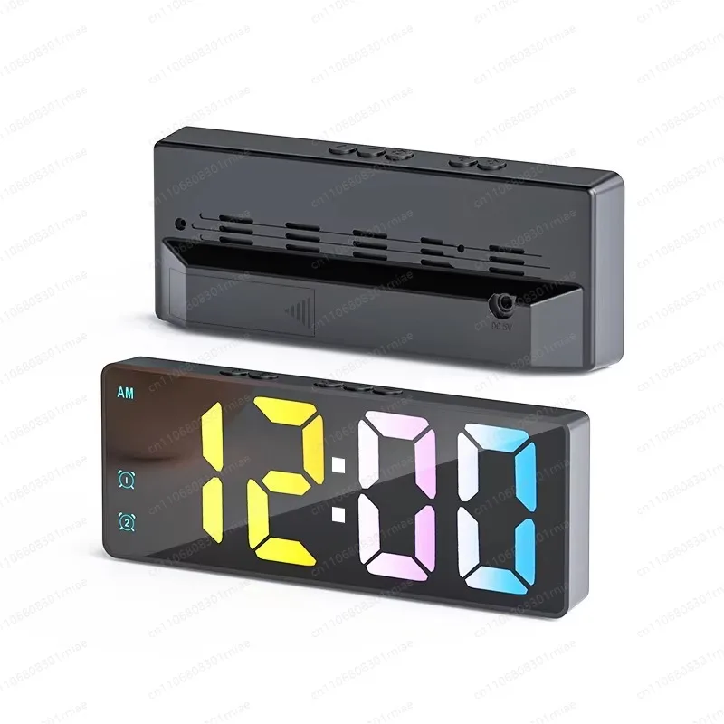 Voice-activated table alarm clock with temperature Creative mirror desk clock Digital table alarm clock