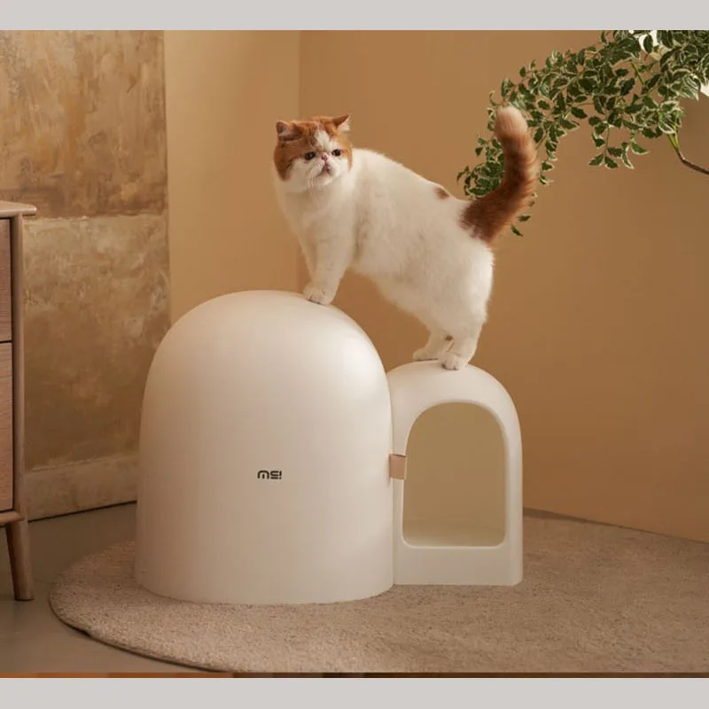 صندوق فضلات القطط من ماشو مغلق بالكامل، صندوق فضلات القطط كبير الحجم، مرحاض قطط صغير وكبير، نمط الممر، مقاوم للرائحة والرذاذ #3