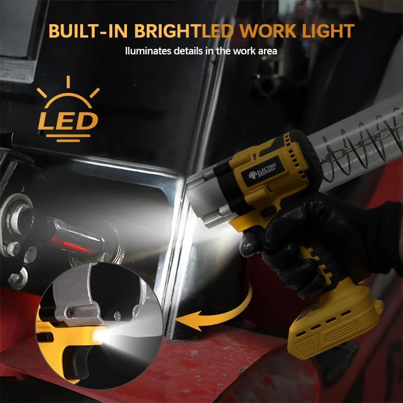 Electric Goddess Electric Grease Gun LED Oil Injector Fat Machine Electric Grease Gun Tools For Dewalt 20V Battery