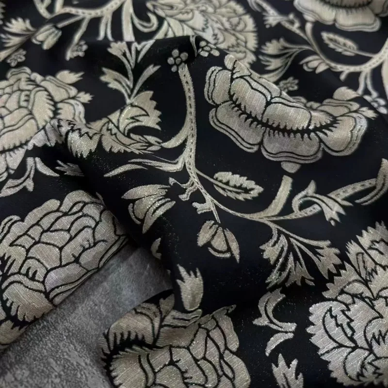 Silk Rayon Mother of Pearl Jacquard Fabric Luxury Haute Couture Chinese Style Coat Vest Suit Customization DIY Sewing