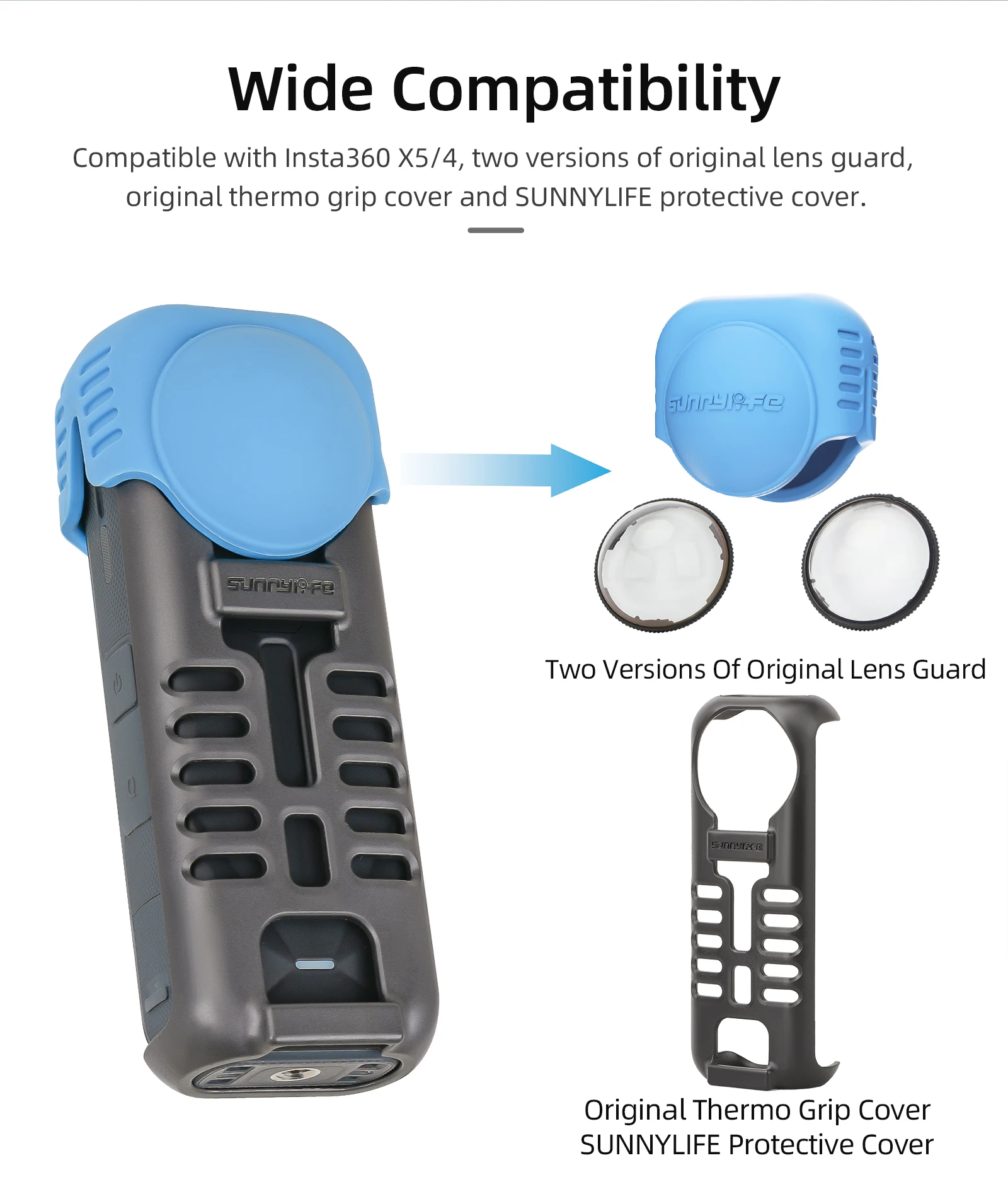 Sunnylife Drop Protection cover For Insta360 X5 X4 Silicone Body Case Lens cap Cover Protective All-Round Protector Accessories