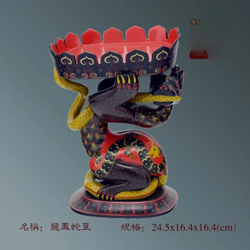 lacquerware handmade handicrafts collection painted dragon and phoenix snake bean