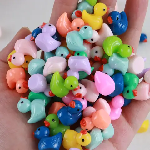 Ensemble/200-10 pièces Mini canards en résine ornement figurines miniatures petit canard artisanat Micro paysage maison de poupée accessoires de décoration