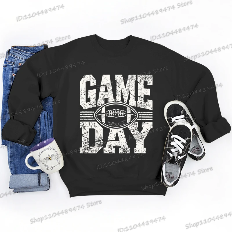 Game Day American Football Damenbekleidung Vintage Rugby Rugby Bedruckt Herbst Winter Pullover Fleece Fußball Sweatshirts Geschenke