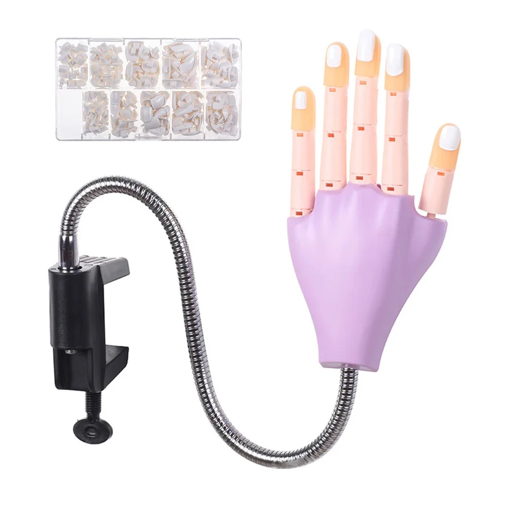 DIOZO Adjustable Manicure Practice Hand Training Model Reusable Hand Model Bendable Finger with Nail Tips for Beginner Practice