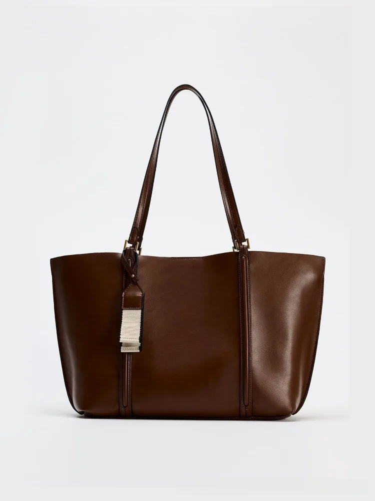 

2025 Large Capacity Tote Bag for Women Fashion PU Leather Bucket Bag Brown Bag Shoulder Bag Handle Purse for Travel Shopping Bag