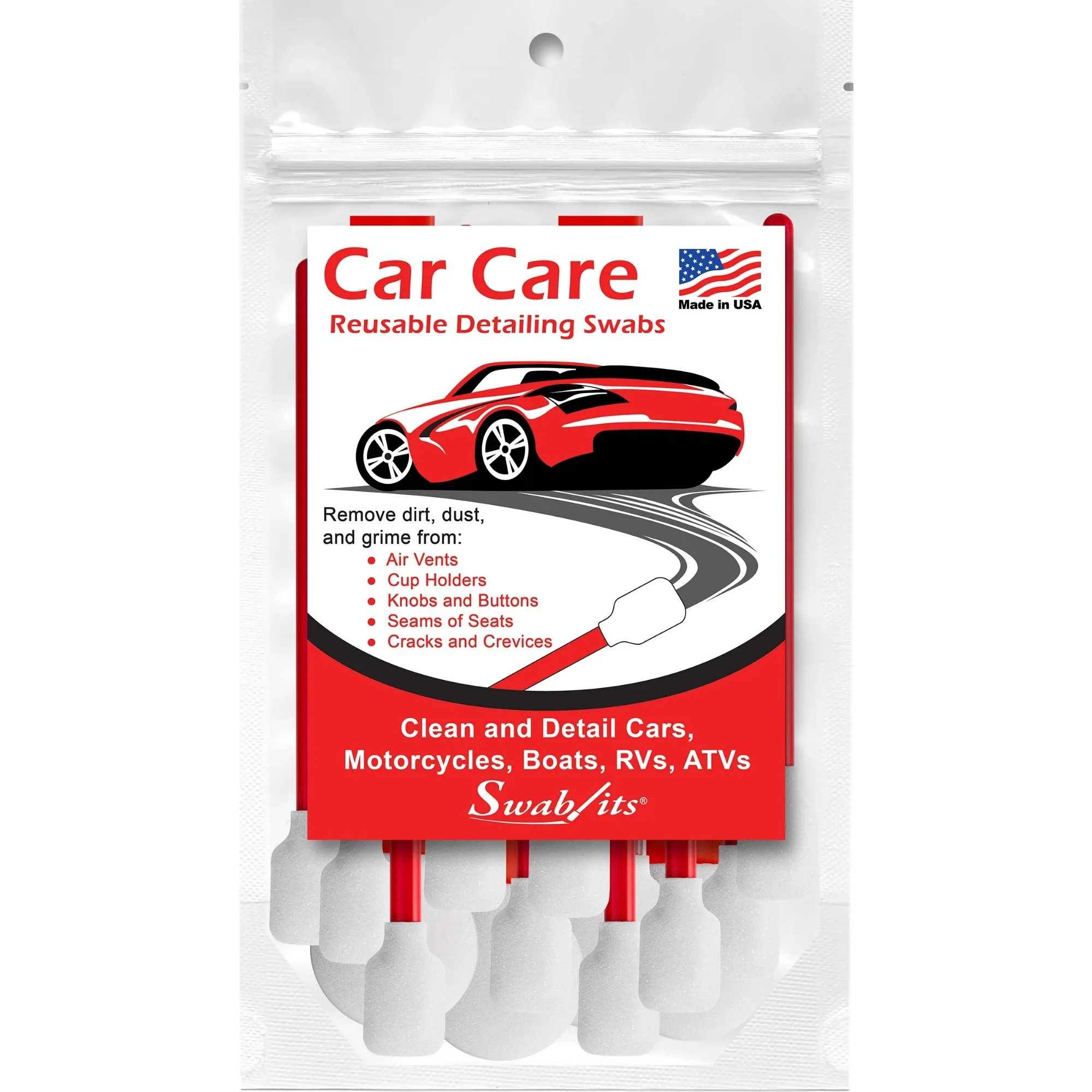 

(4 pack) Car Care Detailing, 14 Washable and Reusable Foam Cleaning Swabs