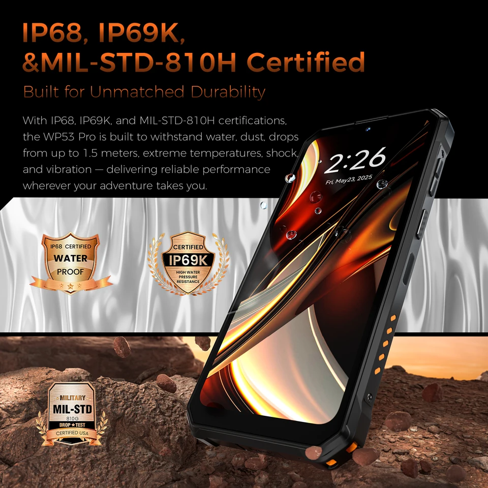 OUKITEL WP53 PROタフネススマホ、24GB+256GB 11000mAh Android 15