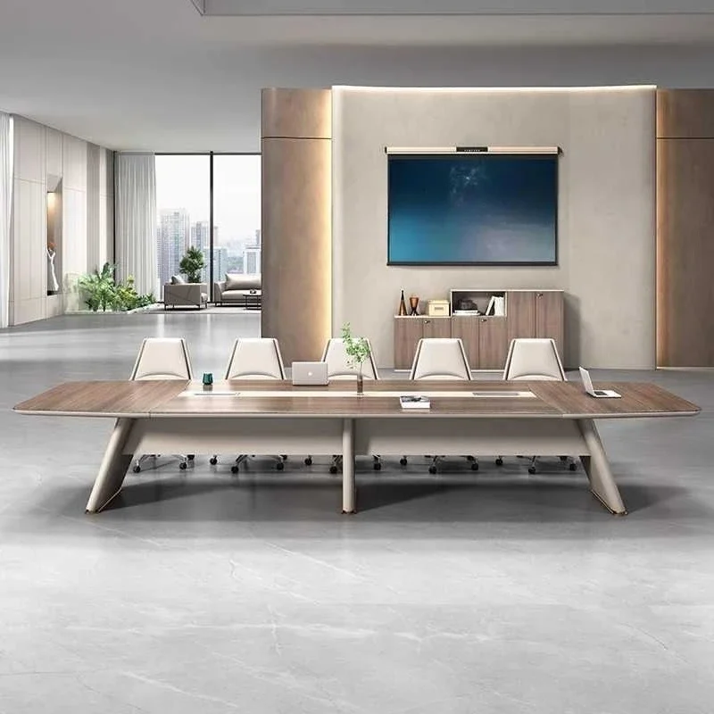 Conference table and chair combination, simple modern light luxury large conference room table office high-end paint negoti