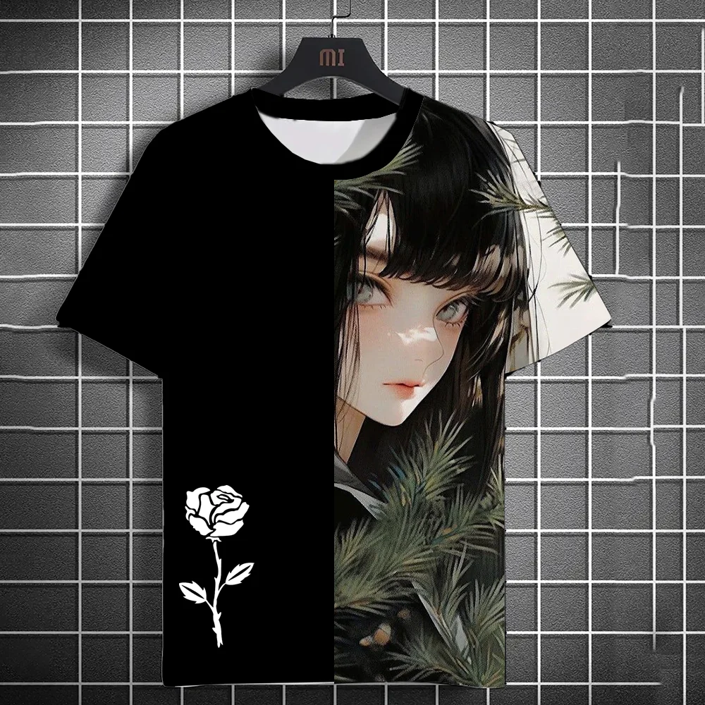 men's summer ancient style casual t-shirt 3d printing anime girls ancient style princess cut printing unisex short sleeve