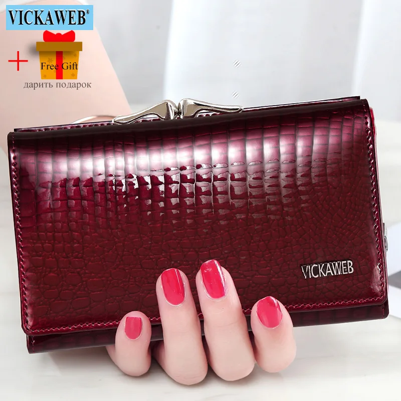 Free Gift Women Genuine Leather Short Wallet Female Fashion Purses Ladies Alligator Hasp & Zipper Small Coin Bag AE2155