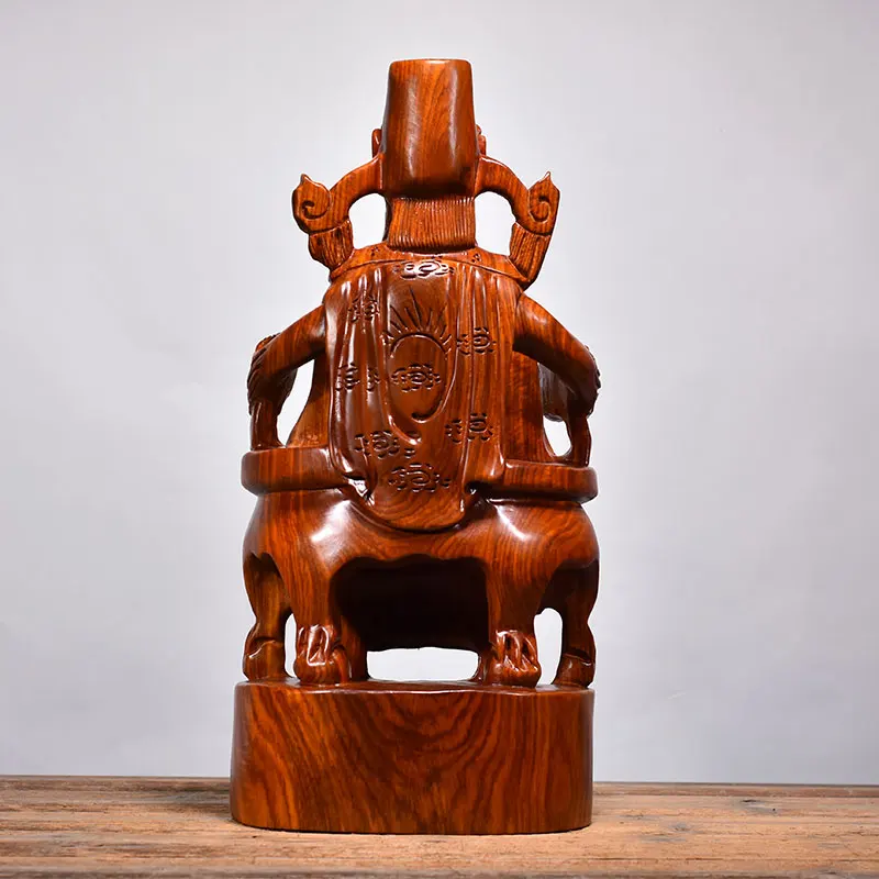 large Asia HOME company shop Worship wood carving God of wealth Buddha statue bring money GOOD luck CAI SHEN Rosewood A2