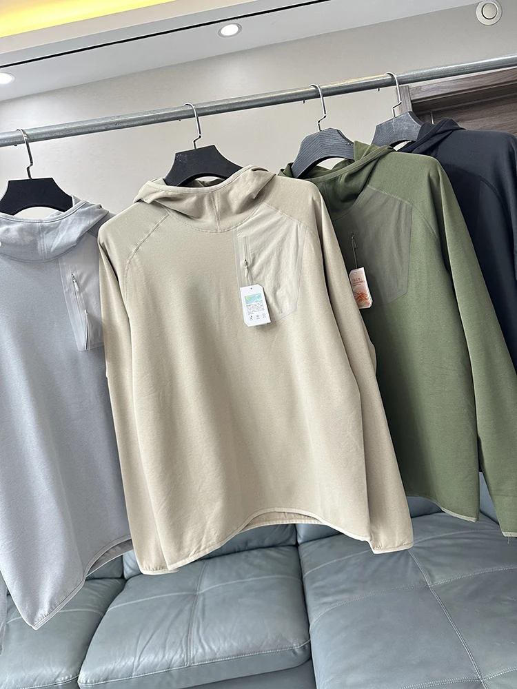 

Outdoor Men's Spor Thin Fce Hoodie Casual Polyester Blend ionic Technology Fabric Moisture ng Faionable Urban ...